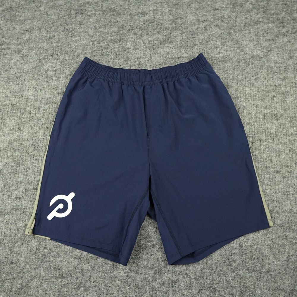Peloton Shorts Mens Medium Blue Lined Workout‎ Cycling Running Athletic Pockets